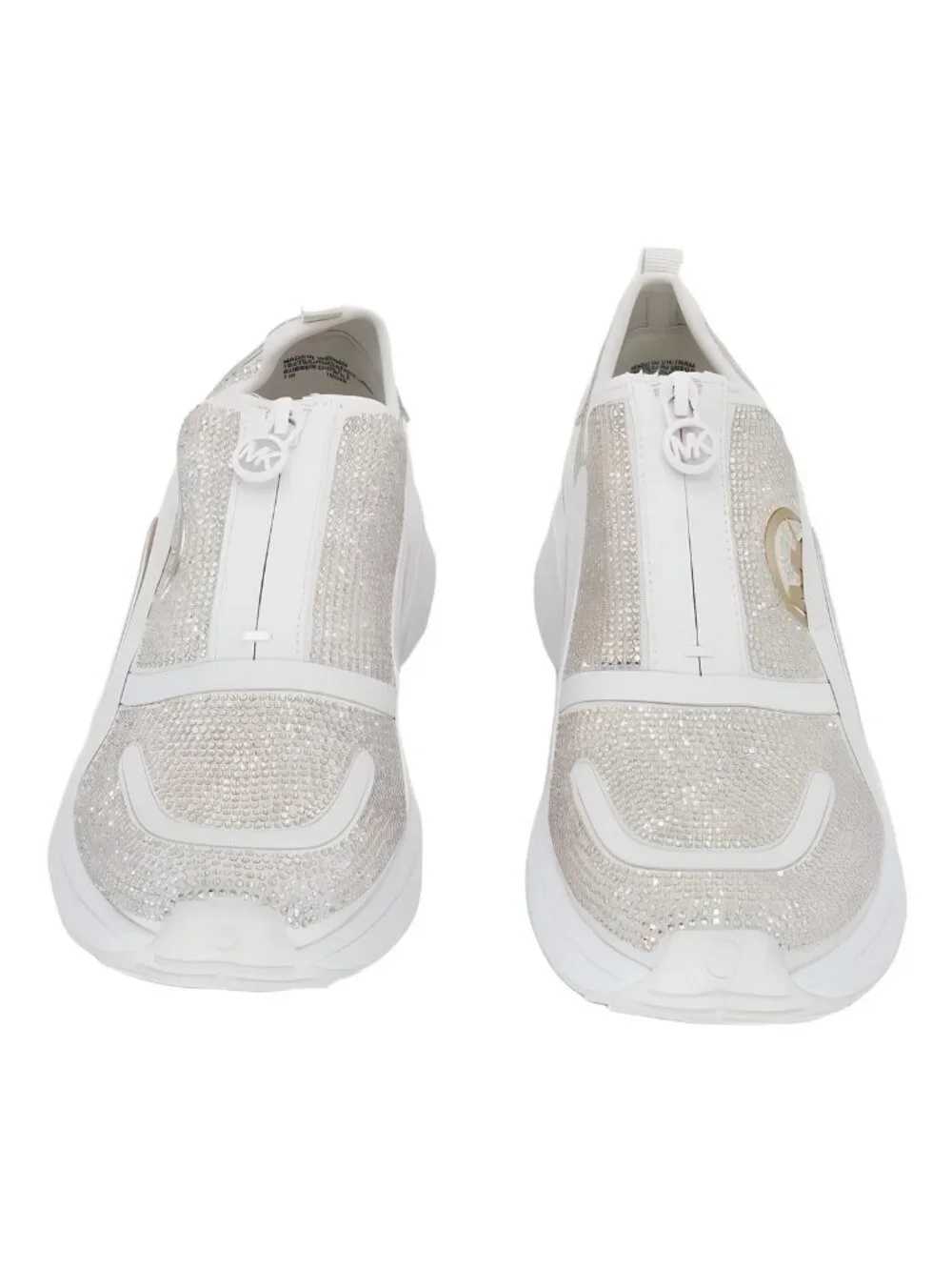 Michael Kors Sami Zip Trainer Sneakers Cream Sparkle Womens 7M - Picture 5 of 6